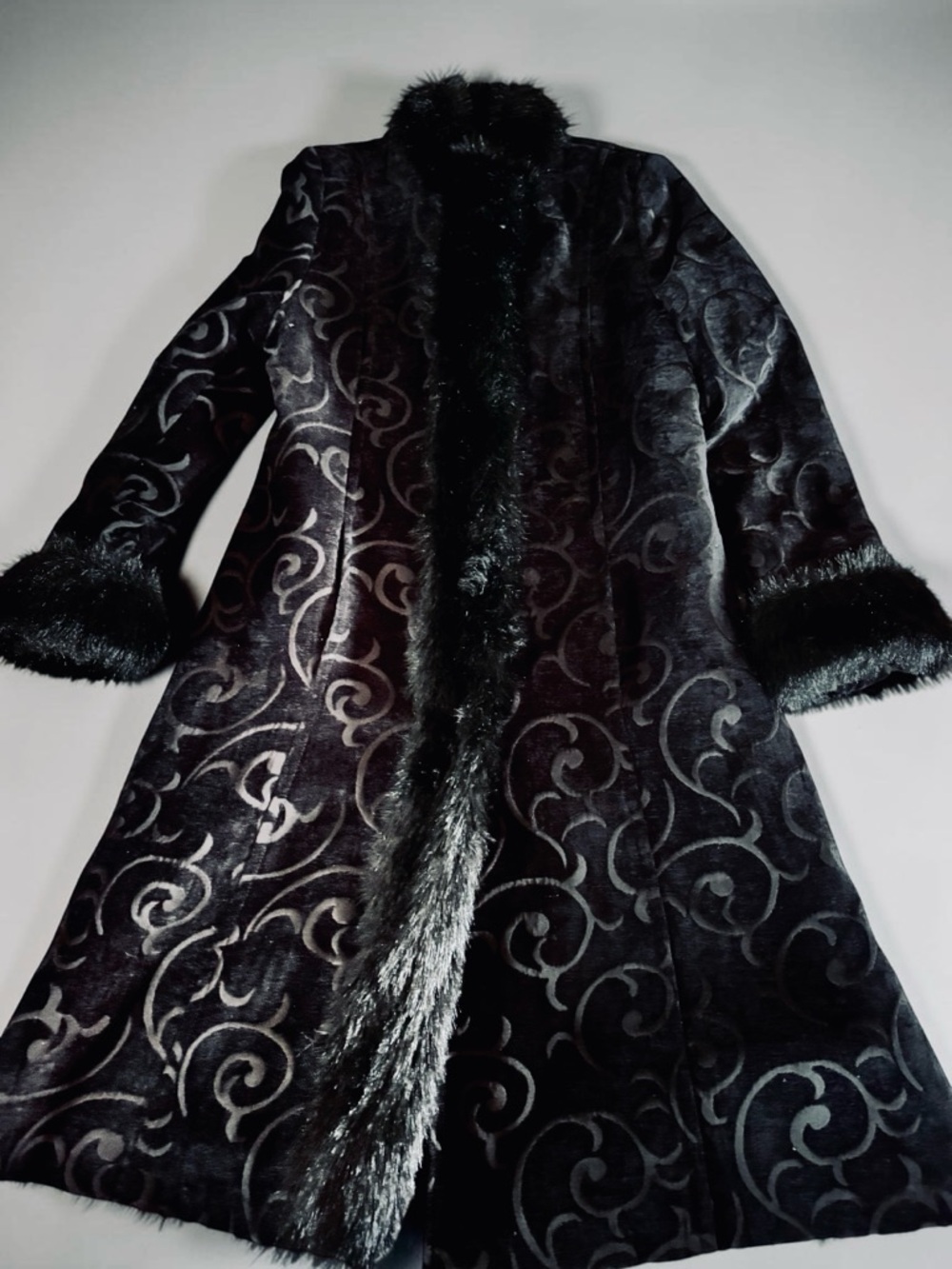 Y2K Faux Fur Trim Coat for Women Holiday Party Dress Jacket S
